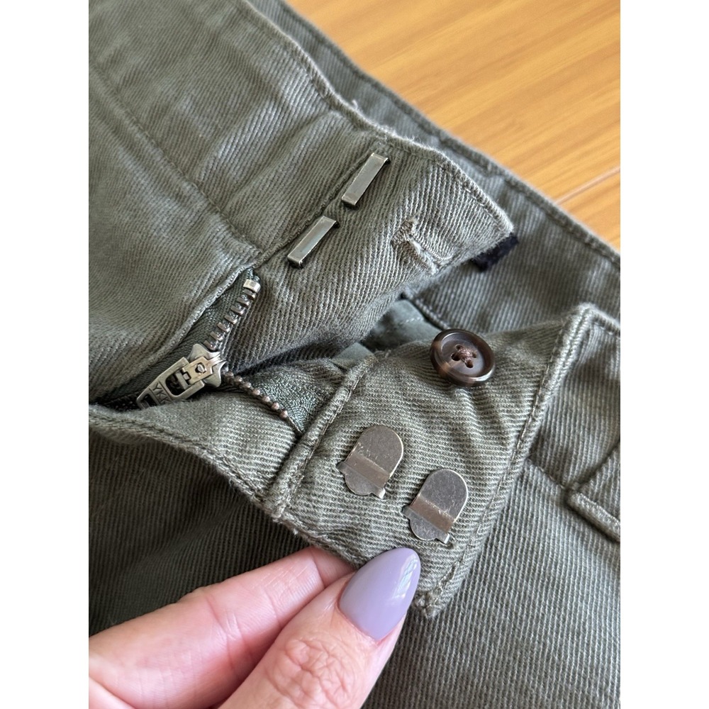 Quince Organic Stretch Cotton Twill Cargo Pants Womens 10 Green Loden Wide Leg - Picture 9 of 12